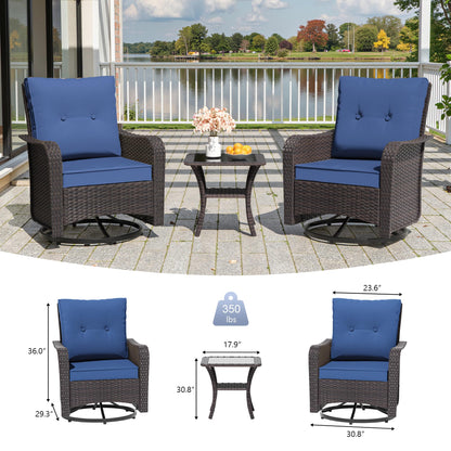 13 PCS Outdoor Patio Furniture Set,Outdoor Sectional Furniture with 43" 55000 BTU Gas Propane Fire Pit Table,All Weather PE Rattan Wicker Patio Conversation Set,Navy Blue