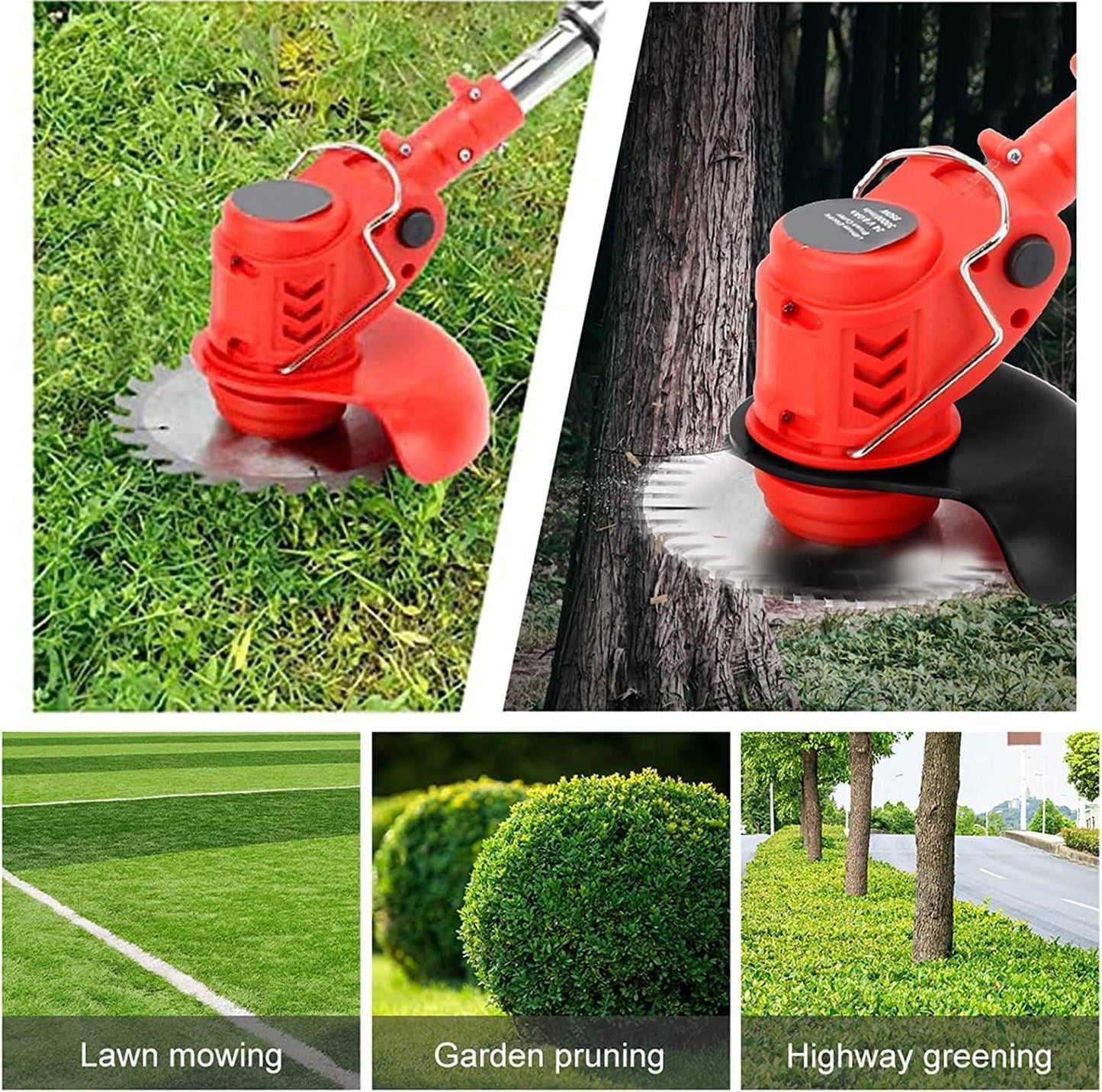 Weed Wacker - Electric Weed Wacker Cordless Trimmer. 4 in 1 Stringless Lightweight Weed Cutter/Grass Cutter/Lawn Edger.There are 4 Different Blades,Suitable for Gardens, patios (Black)