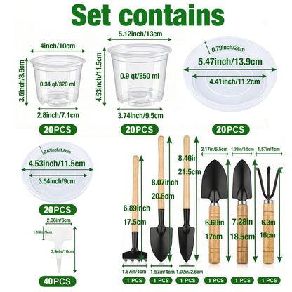 Clear Nursery Pots with Drainage, 81 Pcs Set, 4/5/6 Inch Plastic Pots for Indoor Plants, Seed Starter Kit with Plant Saucers, Clear Plant Pots with Drainage Holes, Pot Liners, Labels & Tools