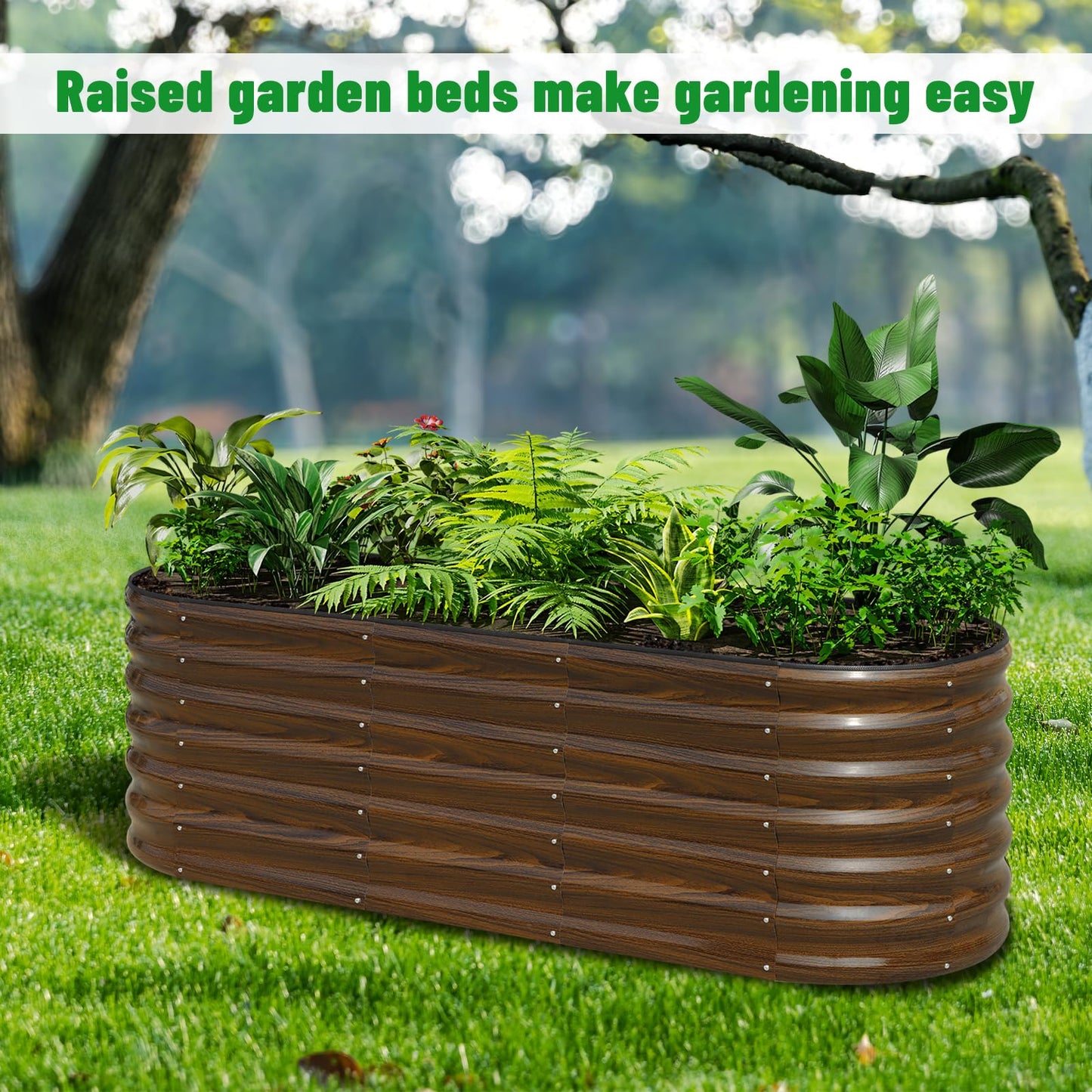 SnugNiture Galvanized Steel Raised Garden Bed Kit - 2 Pack 4x2x2 ft Metal Planter Box for Vegetables, Flowers, Herbs | Easy Assembly, Open Bottom Design for Optimal Drainage