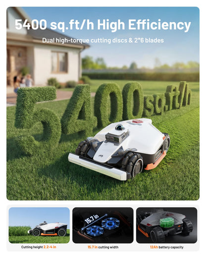 Mammotion LUBA 3 AWD 5000H Robot Lawn Mower with Garage (Ship Separately), 1.25 Acres, 360° LiDAR+NetRTK+AI Vision, All-Wheel-Drive for 80% Slopes, 50 Multi-Zone Management, Cutting Height 2.2"-4.0"