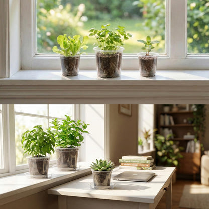 Clear Nursery Pots with Drainage, 81 Pcs Set, 4/5/6 Inch Plastic Pots for Indoor Plants, Seed Starter Kit with Plant Saucers, Clear Plant Pots with Drainage Holes, Pot Liners, Labels & Tools