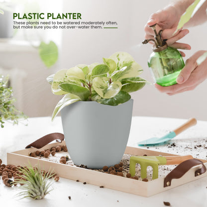 Utopia Home Plant Pots Indoor with Drainage Holes – Set of 5 White Plastic Flower Pots (7/6.6/6/5.3/4.8 Inch) – Modern Planters for Indoor Plants, Room & Office Décor, Great Stocking Stuffers
