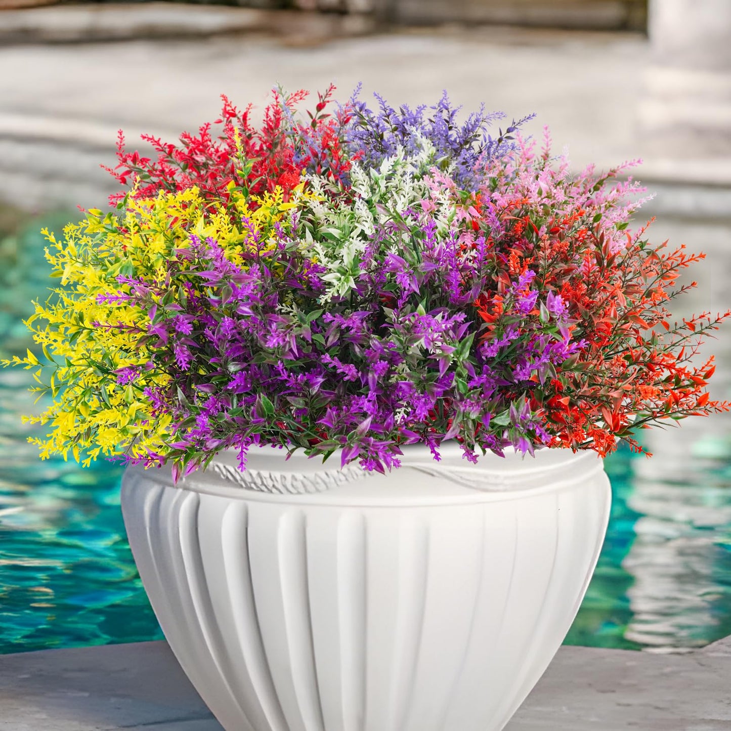 36 Pcs Artificial Flowers for Outdoors, Faux Artificial Plants UV Resistant Fake Plants Outside for Planter Porch Window Home Patio Yard Garden Decor (Mixed Purple)