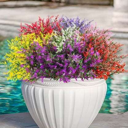 36 Pcs Artificial Flowers for Outdoors, Faux Artificial Plants UV Resistant Fake Plants Outside for Planter Porch Window Home Patio Yard Garden Decor (Mixed Purple)