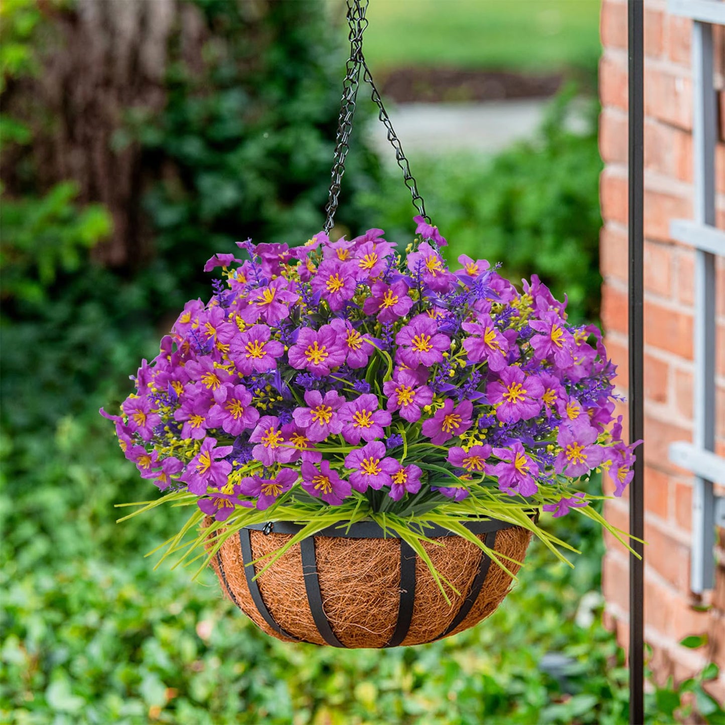 36 Pcs Artificial Flowers for Outdoors, Faux Artificial Plants UV Resistant Fake Plants Outside for Planter Porch Window Home Patio Yard Garden Decor (Mixed Purple)