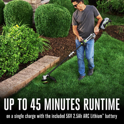 EGO POWER+ String Trimmer, Battery Powered, 16" Trimmer for Weeds and Grass with POWERLOAD, LINE IQ, Telescopic Carbon Fiber Shaft, Includes 56V 4.0Ah Battery and Charger - ST1623T