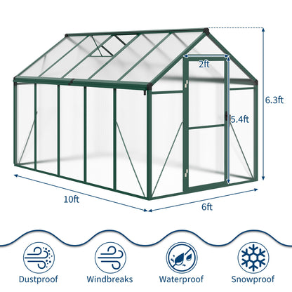 IDEALHOUSE 8×10 FT Greenhouse, Large Walk in Greenhouses for Outdoors and Garden Planting, Polycarbonate Greenhouse with Enhanced Aluminum Frame, Green Houses with Quick Setup Structure and Roof Vent