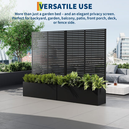 GarveeLife Metal Planter Box with Trellis, 71"x47"x16" Raised Garden Bed for Climbing Plants, Vegetables, Vines, Privacy Planters for Patio with Drainage Holes, 15.7" Deep Planting Bed