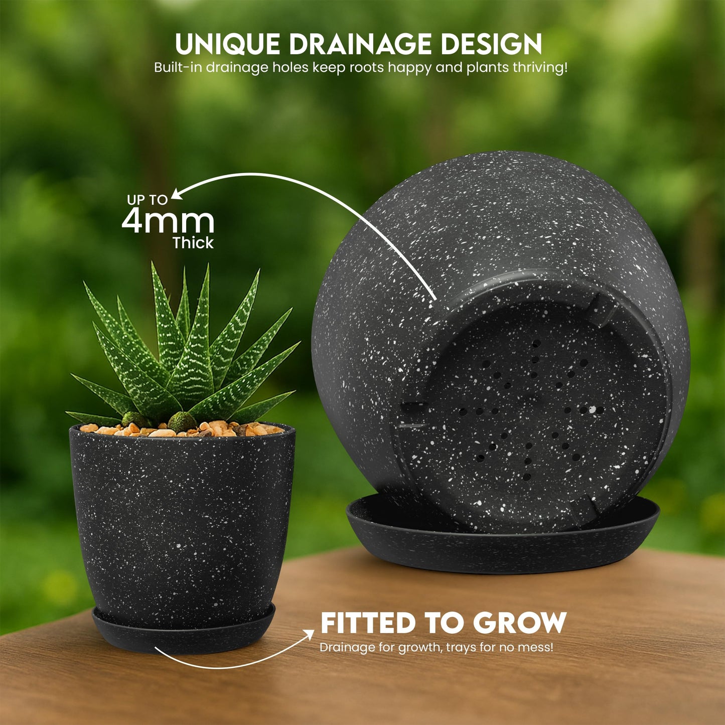 Utopia Home Plant Pots Indoor with Drainage Holes – Set of 5 White Plastic Flower Pots (7/6.6/6/5.3/4.8 Inch) – Modern Planters for Indoor Plants, Room & Office Décor, Great Stocking Stuffers