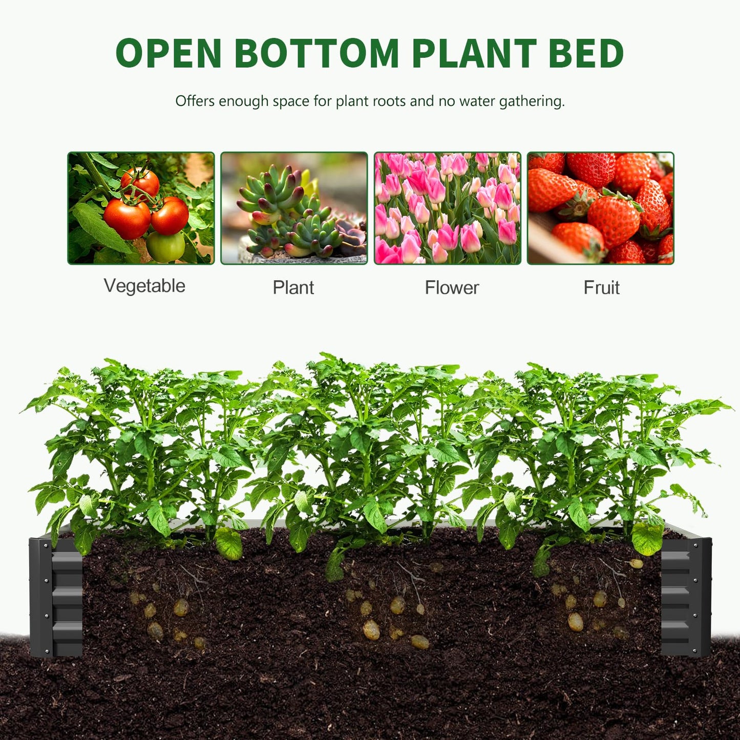 Galvanized Raised Garden Bed with Crop Cage Plant Protection Net Tent Kit for Garden Plant, 71"x35.4"x 59" Plants Protection Tent Cage Metal Planter Box Bottomless Planting Vegetables Outdoor