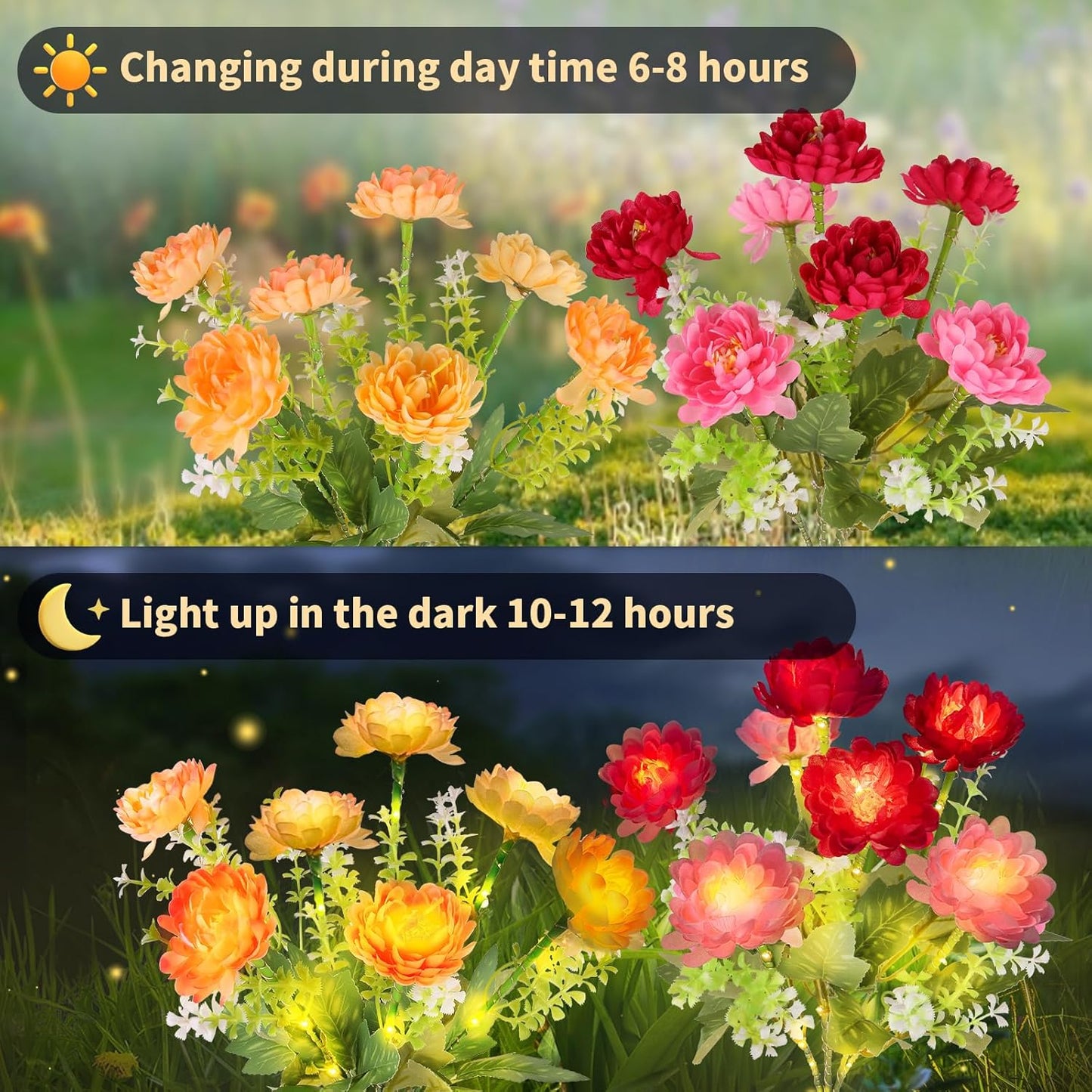 Solar Garden Lights Outdoor, 4 Pack 28 Solar Flower Lights, Waterproof Solar Flowers Outdoor for Garden Patio Yard Pathway Cemetery Lawn Decor, Gifts for Mom Women Grandma Mothers Day Birthday