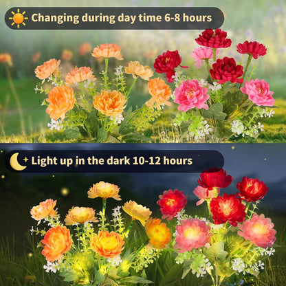 Solar Garden Lights Outdoor, 4 Pack 28 Solar Flower Lights, Waterproof Solar Flowers Outdoor for Garden Patio Yard Pathway Cemetery Lawn Decor, Gifts for Mom Women Grandma Mothers Day Birthday