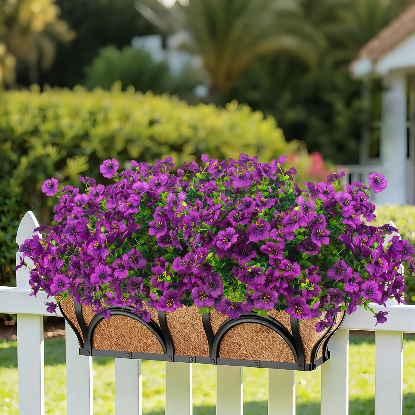 Grunyia 20 Bundles Artificial Flowers for Outdoors, UV Resistant Fake Plants Flowers Greenery Shrubs Plants for Decoration Outside Plants Hanging Planter Home Garden Decor