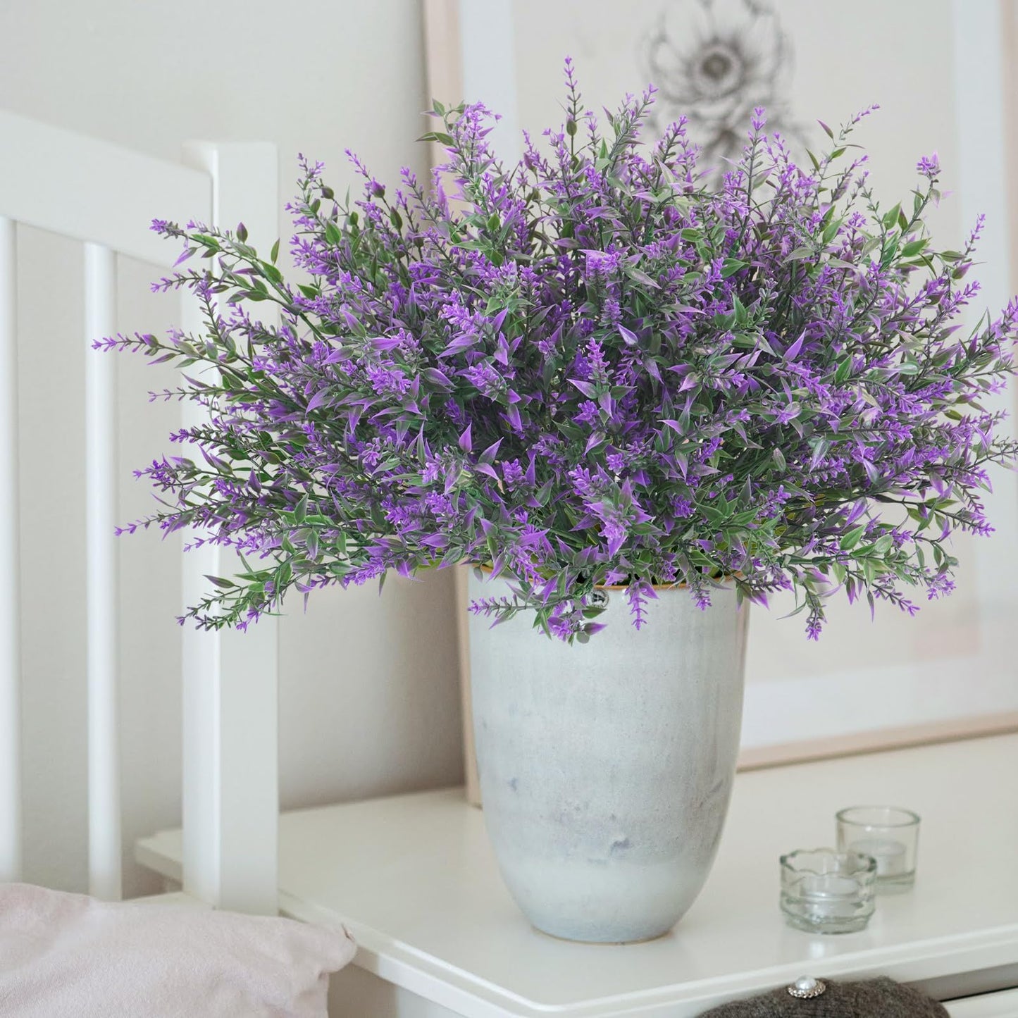 36 Pcs Artificial Flowers for Outdoors, Faux Artificial Plants UV Resistant Fake Plants Outside for Planter Porch Window Home Patio Yard Garden Decor (Mixed Purple)
