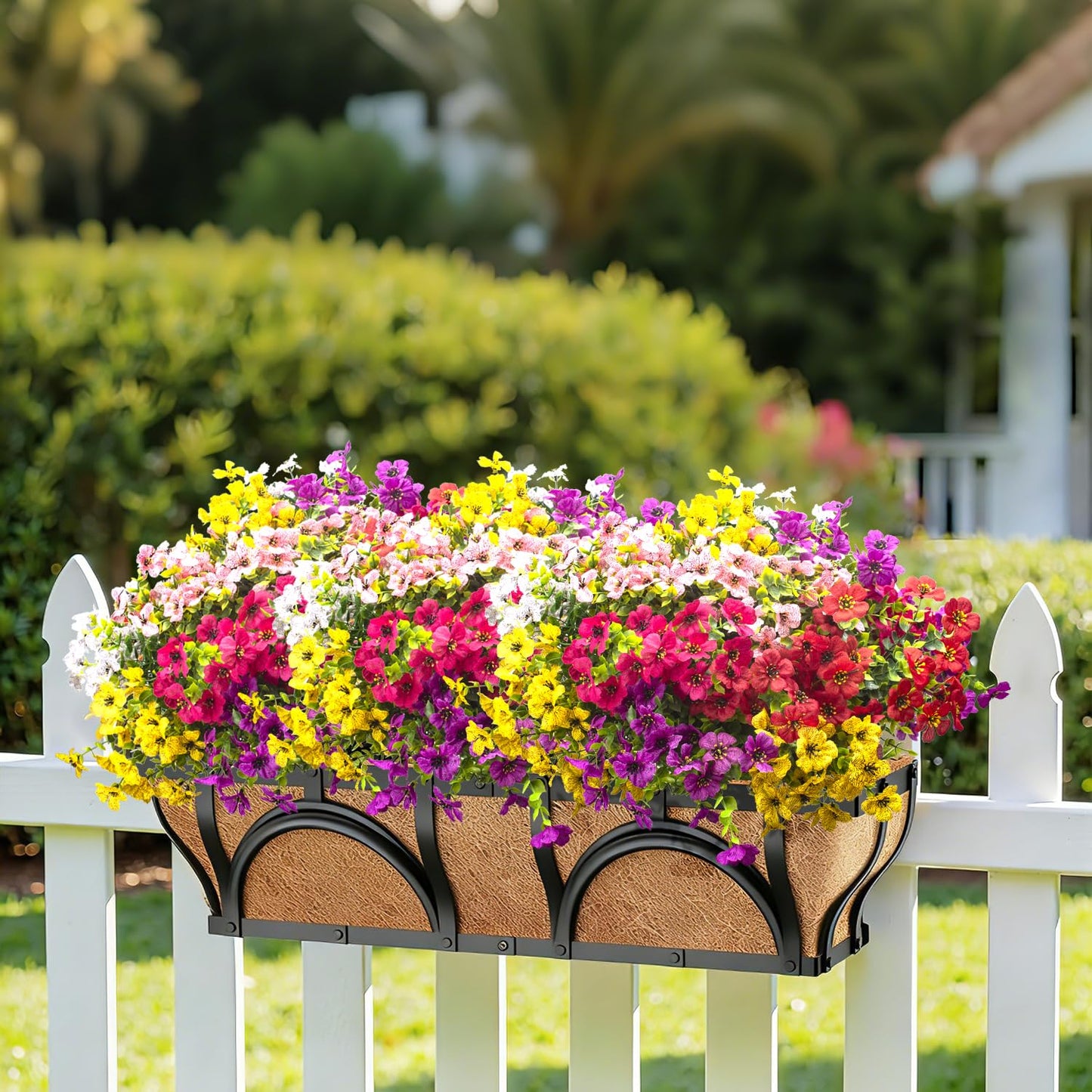 Grunyia 20 Bundles Artificial Flowers for Outdoors, UV Resistant Fake Plants Flowers Greenery Shrubs Plants for Decoration Outside Plants Hanging Planter Home Garden Decor