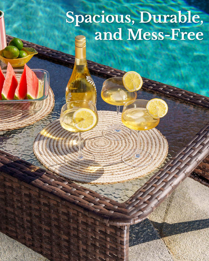 HILLGA 7-Piece Luxury Patio Furniture Set with 6" Thick Cushions, Weather-Resistant Wicker High Back Swivel Rocker Chairs, Senior-Friendly Outdoor Sofa Set for Large Deck, Yard and Poolside, Beige(V2)