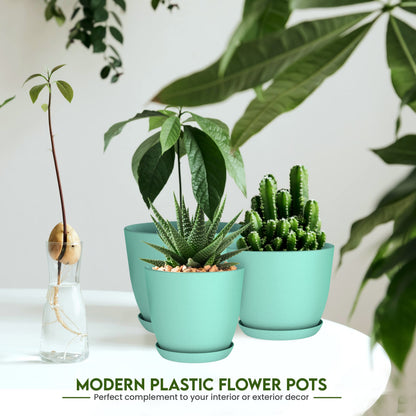 Utopia Home Plant Pots Indoor with Drainage Holes – Set of 5 White Plastic Flower Pots (7/6.6/6/5.3/4.8 Inch) – Modern Planters for Indoor Plants, Room & Office Décor, Great Stocking Stuffers