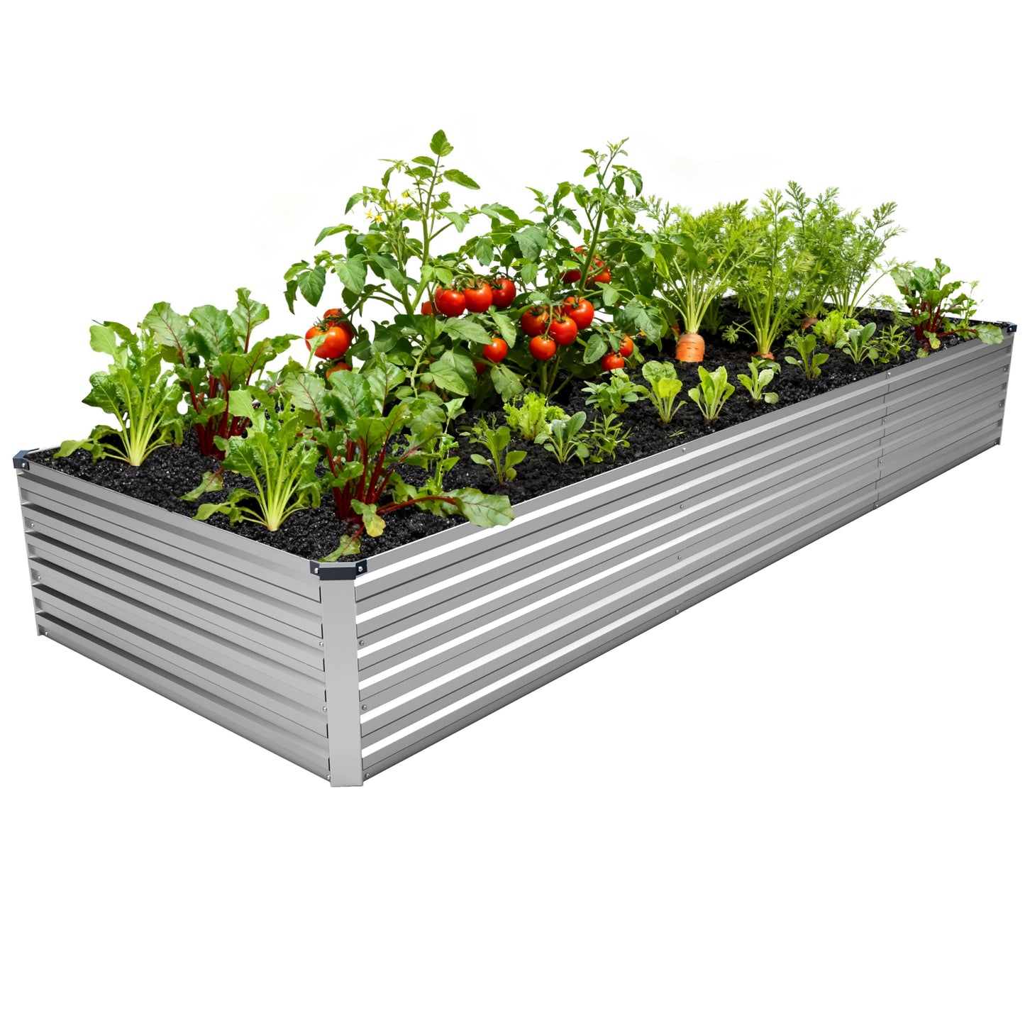DIIYIV 8x4x1.5FT Galvanized Raised Garden Bed,Vegetable Boxes-Rectangle Metal Flower Box,Large Planter Raised Beds Outdoor Garden for Planting,Fruit,Herb-Silver