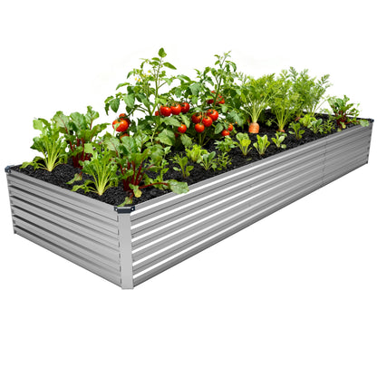 DIIYIV 8x4x1.5FT Galvanized Raised Garden Bed,Vegetable Boxes-Rectangle Metal Flower Box,Large Planter Raised Beds Outdoor Garden for Planting,Fruit,Herb-Silver