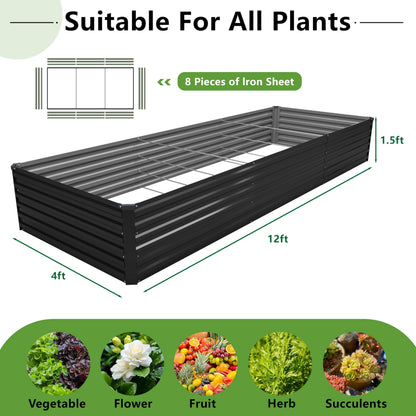DIIYIV 8x4x1.5FT Galvanized Raised Garden Bed,Vegetable Boxes-Rectangle Metal Flower Box,Large Planter Raised Beds Outdoor Garden for Planting,Fruit,Herb-Silver