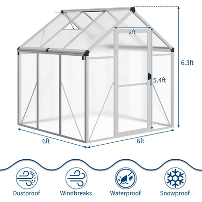 IDEALHOUSE 8×10 FT Greenhouse, Large Walk in Greenhouses for Outdoors and Garden Planting, Polycarbonate Greenhouse with Enhanced Aluminum Frame, Green Houses with Quick Setup Structure and Roof Vent