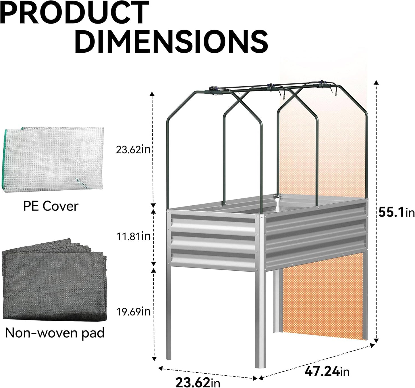 Lineware Raised Garden Bed with Self-Watering System, 6x3x1 ft Elevated Planter Boxes Outdoor with PE Cover, Galvanized Raised Beds for Gardening,Vegetables,Flowers, Backyard, Patio