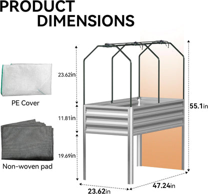 Lineware Raised Garden Bed with Self-Watering System, 6x3x1 ft Elevated Planter Boxes Outdoor with PE Cover, Galvanized Raised Beds for Gardening,Vegetables,Flowers, Backyard, Patio