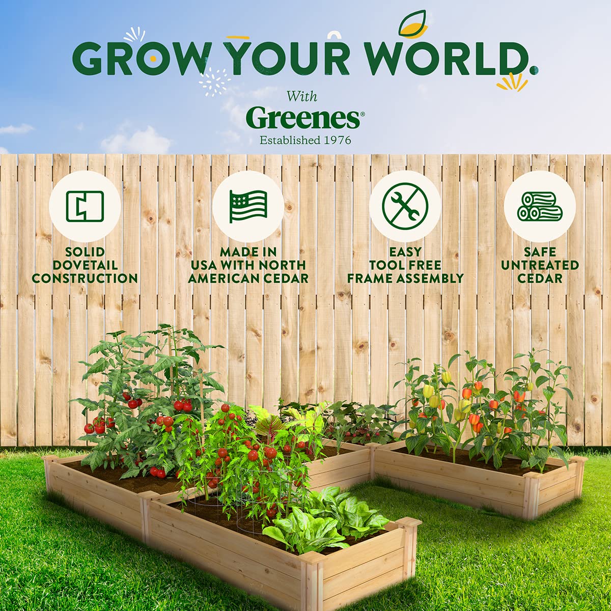 Greenes Fence Premium Cedar Raised Garden Bed with CritterGuard Fence System, 8' x 8' x 10.5" (3/4" Thick) U-Shaped Bed - Made in USA with North American Cedar