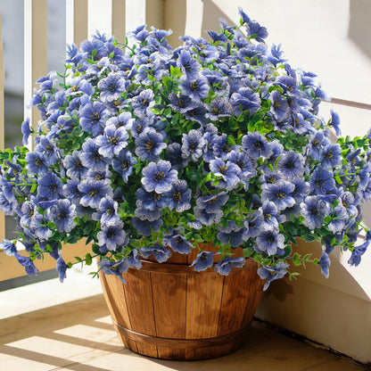 Grunyia 20 Bundles Artificial Flowers for Outdoors, UV Resistant Fake Plants Flowers Greenery Shrubs Plants for Decoration Outside Plants Hanging Planter Home Garden Decor