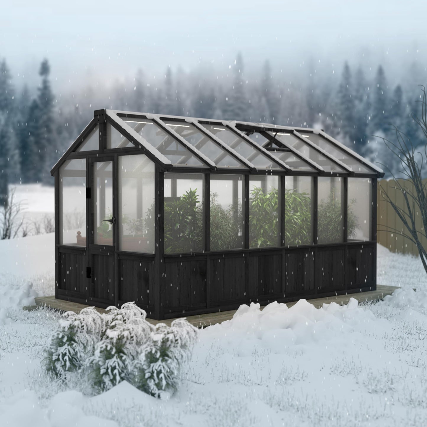 Yardenaler 8x16 FT Greenhouse for Outdoor, 6MM Thick Polycarbonate Panel Wooden Walk-in Green House with Adjustable Roof Vents and Lockable Door, Backyard Garden, Light Mocha Brown