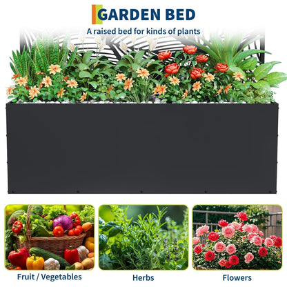 GarveeLife Metal Planter Box with Trellis, 71"x47"x16" Raised Garden Bed for Climbing Plants, Vegetables, Vines, Privacy Planters for Patio with Drainage Holes, 15.7" Deep Planting Bed