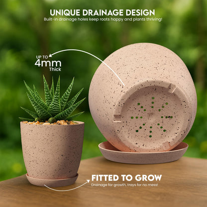 Utopia Home Plant Pots Indoor with Drainage Holes – Set of 5 White Plastic Flower Pots (7/6.6/6/5.3/4.8 Inch) – Modern Planters for Indoor Plants, Room & Office Décor, Great Stocking Stuffers