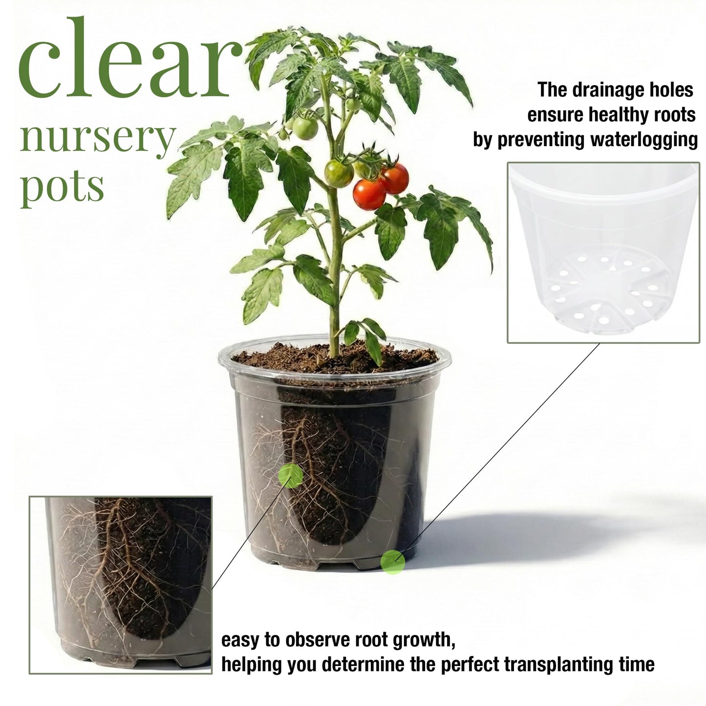 Clear Nursery Pots with Drainage, 81 Pcs Set, 4/5/6 Inch Plastic Pots for Indoor Plants, Seed Starter Kit with Plant Saucers, Clear Plant Pots with Drainage Holes, Pot Liners, Labels & Tools