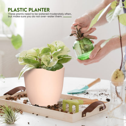 Utopia Home Plant Pots Indoor with Drainage Holes – Set of 5 White Plastic Flower Pots (7/6.6/6/5.3/4.8 Inch) – Modern Planters for Indoor Plants, Room & Office Décor, Great Stocking Stuffers