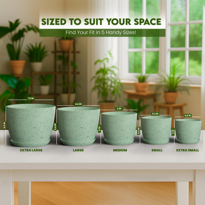 Utopia Home Plant Pots Indoor with Drainage Holes – Set of 5 White Plastic Flower Pots (7/6.6/6/5.3/4.8 Inch) – Modern Planters for Indoor Plants, Room & Office Décor, Great Stocking Stuffers