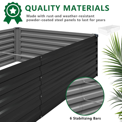 DIIYIV 8x4x1.5FT Galvanized Raised Garden Bed,Vegetable Boxes-Rectangle Metal Flower Box,Large Planter Raised Beds Outdoor Garden for Planting,Fruit,Herb-Silver