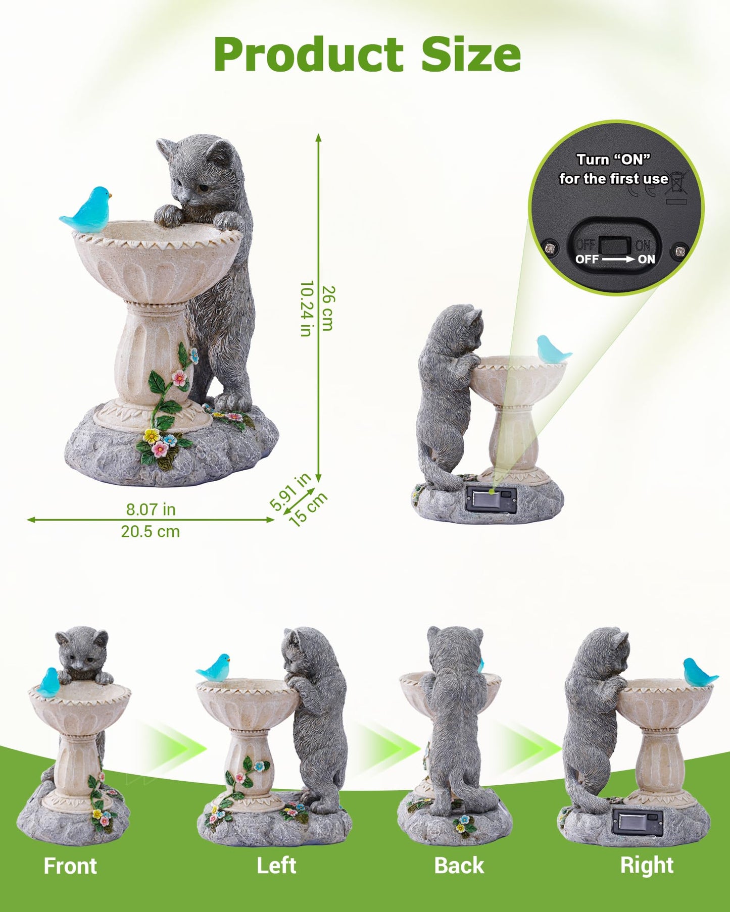 Nacome Solar Dog Statue for Garden Decor: IP65 Weatherproof Resin with Automatic Lighting - No Installation- Outdoor Yard Patio Balcony Art - Birthday Gifts for Bird Lovers Mom Grandma Women