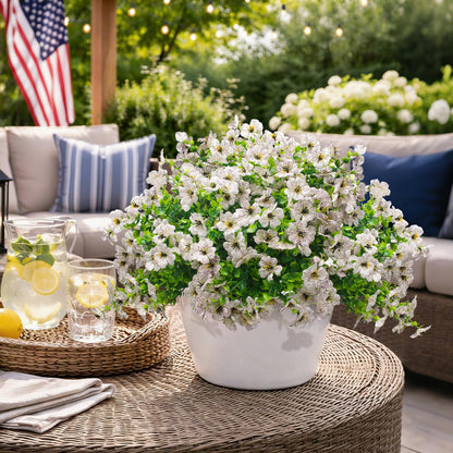 Grunyia 20 Bundles Artificial Flowers for Outdoors, UV Resistant Fake Plants Flowers Greenery Shrubs Plants for Decoration Outside Plants Hanging Planter Home Garden Decor