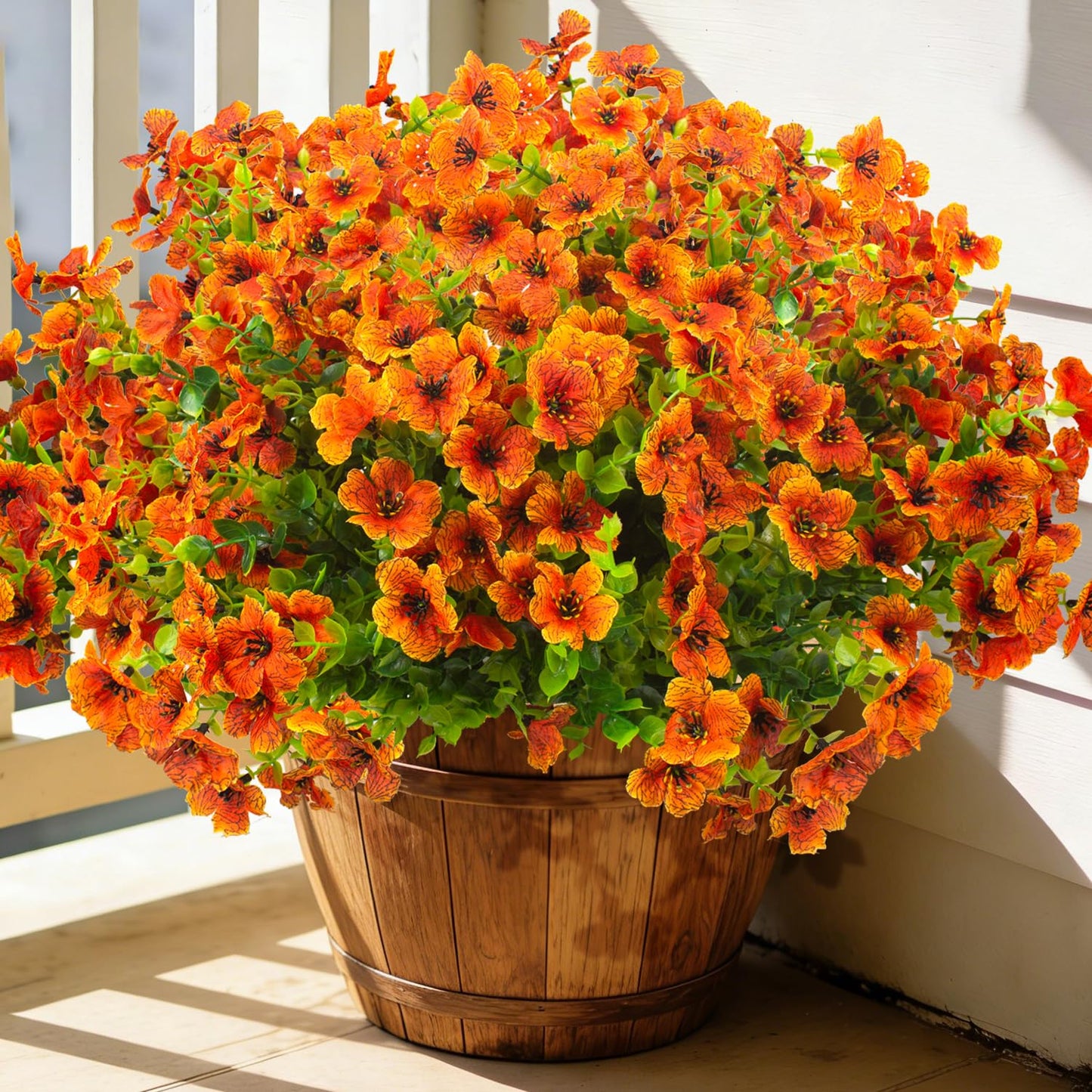 Grunyia 20 Bundles Artificial Flowers for Outdoors, UV Resistant Fake Plants Flowers Greenery Shrubs Plants for Decoration Outside Plants Hanging Planter Home Garden Decor