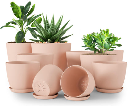 Utopia Home Plant Pots Indoor with Drainage Holes – Set of 5 White Plastic Flower Pots (7/6.6/6/5.3/4.8 Inch) – Modern Planters for Indoor Plants, Room & Office Décor, Great Stocking Stuffers