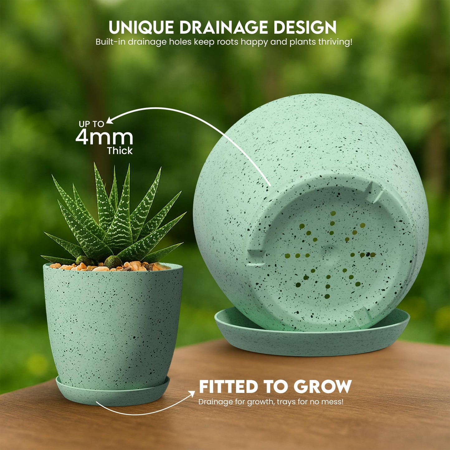 Utopia Home Plant Pots Indoor with Drainage Holes – Set of 5 White Plastic Flower Pots (7/6.6/6/5.3/4.8 Inch) – Modern Planters for Indoor Plants, Room & Office Décor, Great Stocking Stuffers