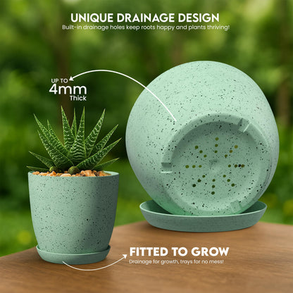 Utopia Home Plant Pots Indoor with Drainage Holes – Set of 5 White Plastic Flower Pots (7/6.6/6/5.3/4.8 Inch) – Modern Planters for Indoor Plants, Room & Office Décor, Great Stocking Stuffers