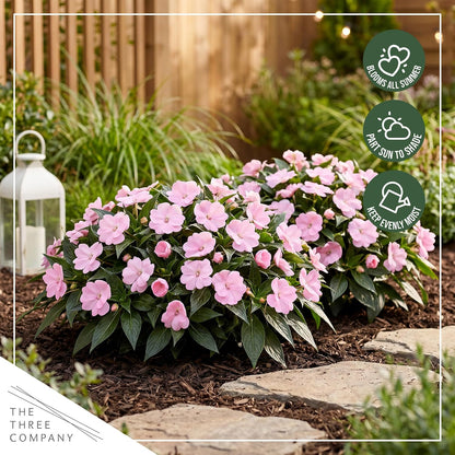 Live Flowering New Guinea Impatiens - Grower's Choice Assorted Colors (3 Plants Per Pack) - Beautiful Shade Flowers - 12" Tall by 5" Wide in 1 Qt Pot