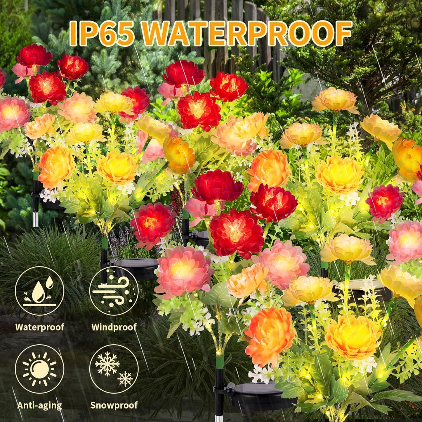 Solar Garden Lights Outdoor, 4 Pack 28 Solar Flower Lights, Waterproof Solar Flowers Outdoor for Garden Patio Yard Pathway Cemetery Lawn Decor, Gifts for Mom Women Grandma Mothers Day Birthday
