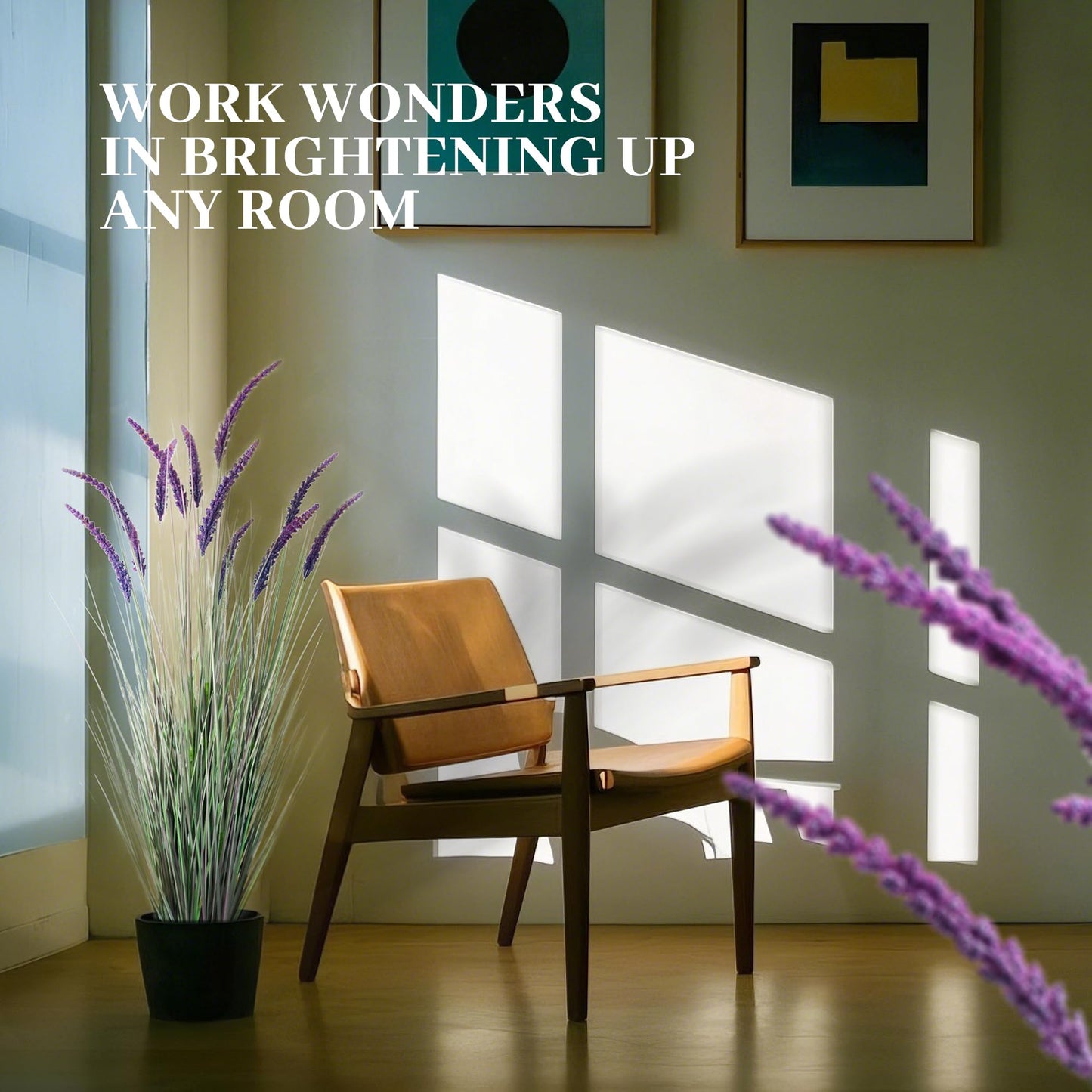KOL 4ft 2-Pack Artificial Veronica Horsetail Reed Grass – 47in Tall Faux Purple Grass Plants in Pots, UV Resistant Fake Greenery for Indoor Outdoor Home, Office, Patio & Wedding Décor