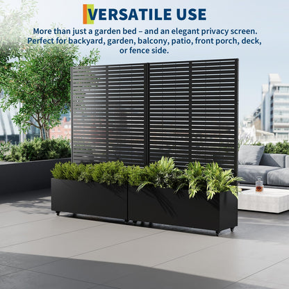 GarveeLife Metal Planter Box with Trellis, 71"x47"x16" Raised Garden Bed for Climbing Plants, Vegetables, Vines, Privacy Planters for Patio with Drainage Holes, 15.7" Deep Planting Bed