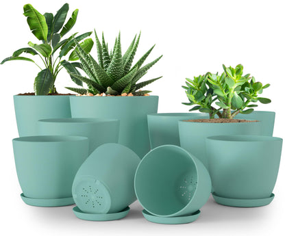 Utopia Home Plant Pots Indoor with Drainage Holes – Set of 5 White Plastic Flower Pots (7/6.6/6/5.3/4.8 Inch) – Modern Planters for Indoor Plants, Room & Office Décor, Great Stocking Stuffers