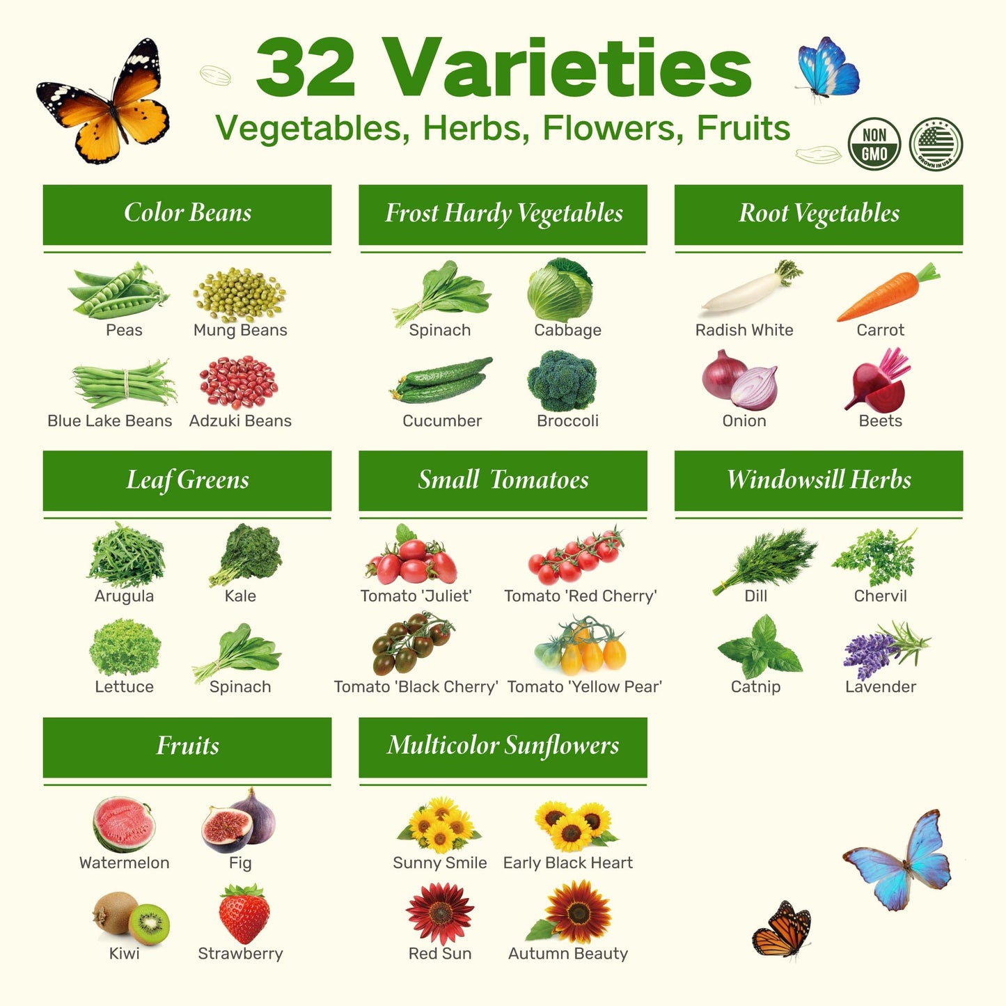 Lush&Dew Year-Round USDA Zone 9 Seed Bank, Gardening Gifts for Women Men, 32 Varieties Non-GMO Heirloom Seeds of Vegetables Herbs Fruits, Gift for Mom Dad, Survival Seed Kit for Raised Garden Beds