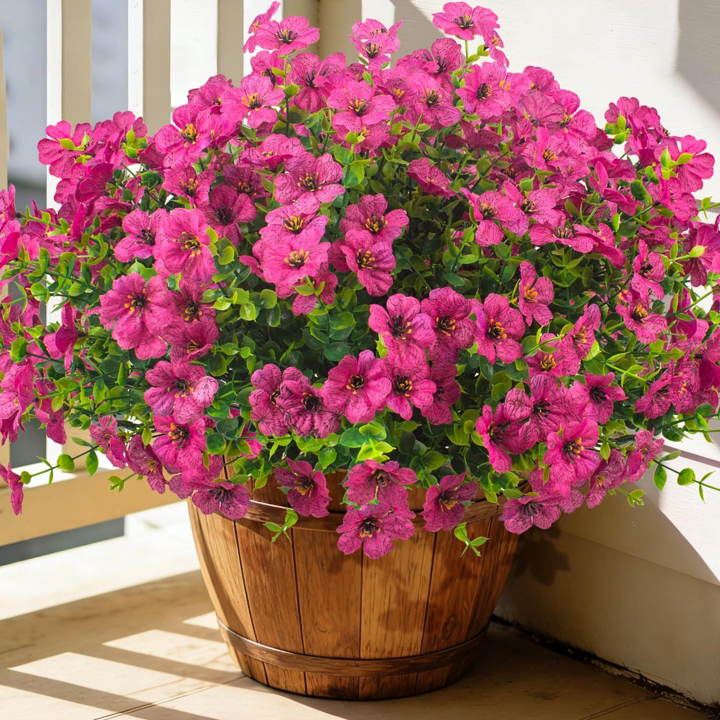 Grunyia 20 Bundles Artificial Flowers for Outdoors, UV Resistant Fake Plants Flowers Greenery Shrubs Plants for Decoration Outside Plants Hanging Planter Home Garden Decor